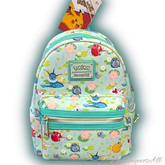 Loungefly Pokémon Water Type Lily Pad Allover Print Mini Backpack